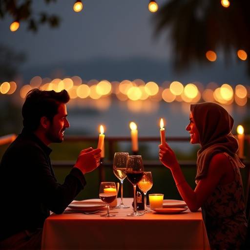 Coppia che cena romanticamente a lume di candela alla Trattoria del Sole