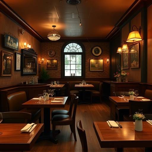 Interno accogliente della Trattoria del Sole con tavoli in legno e luci soffuse