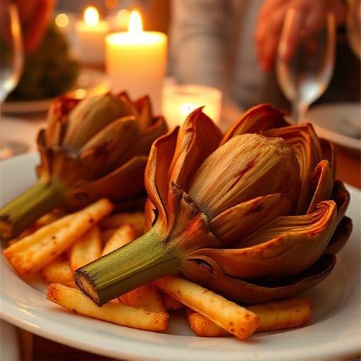 Un piatto di carciofi alla giudia, specialit&agrave; romana, appena fritti