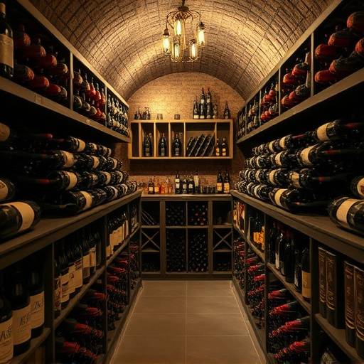 Veduta della cantina con bottiglie di vino pregiato italiano